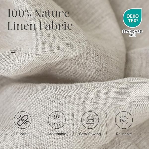 100% Natural Linen Needlework Fabric for Clothing, Home Decor, Sewing- " Wide, Durable Plain Solid Color Fabric Craft by The Yard - Image 2