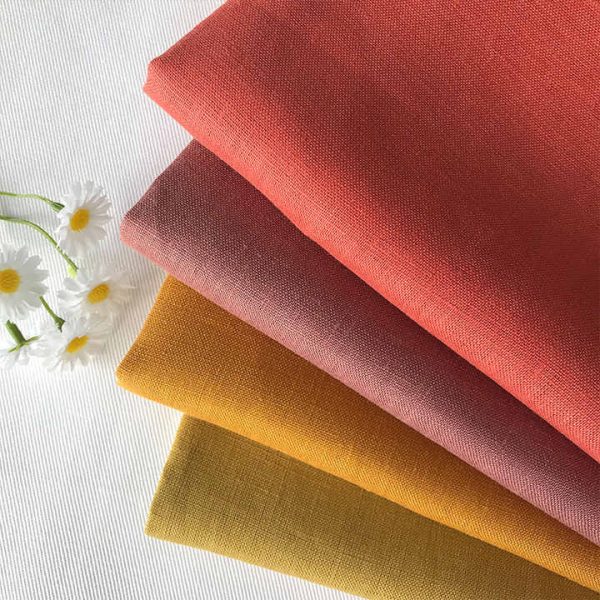 Factory wholesale fashion plain color medium thick 9*9 natural pure linen clothing fabrics