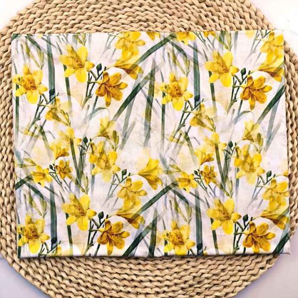 Custom Floral Organic Cotton Linen Woven Plain Fabric Digital Printing for Girls' Shirts Dresses Bags Garments Covers Skirts - Image 2